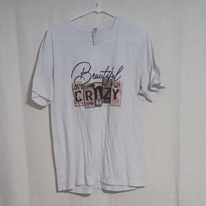 Bella Canvas White Beautiful Crazy T Shirt Size Large